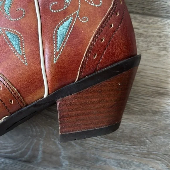 Ariat boots brown leather teal trim size 7.5 Style #10006309 Sonora
